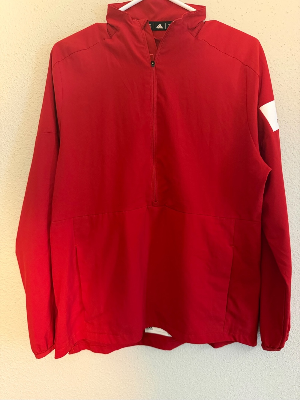 adidas Red Half-Zip Athletic Pullover